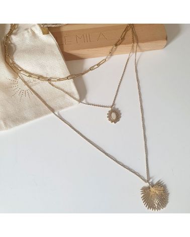 collier multirang feuille