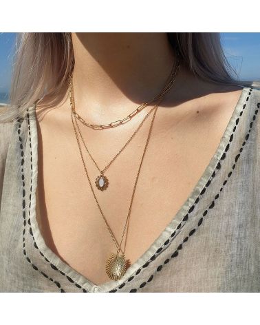 collier multirang feuille