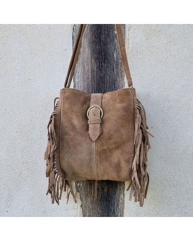 sac franges taupe