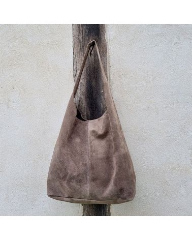 sac demi lune daim taupe