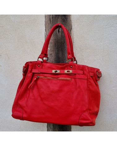 sac cuir vintage rouge