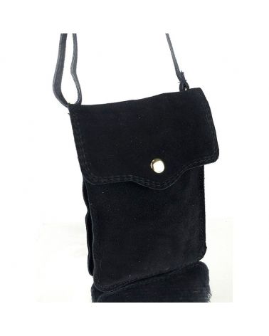 sac téléphone daim noir