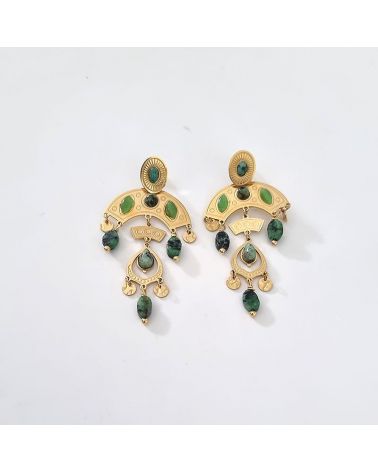 Boucles d'oreilles longue Onyx, MILË MILA