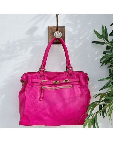 sac cuir vintage fuchsia