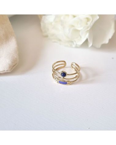 bague 3 rangs lapis