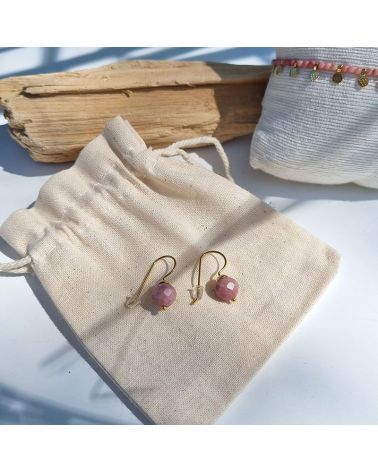 boucles d'oreilles pierre rhodonite