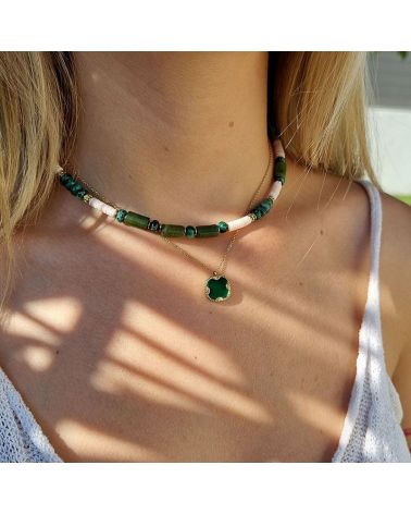 collier pendentif agate verte bohm paris