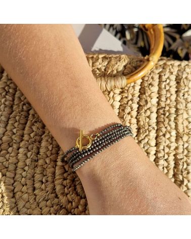 bracelet multiple tour pyrite