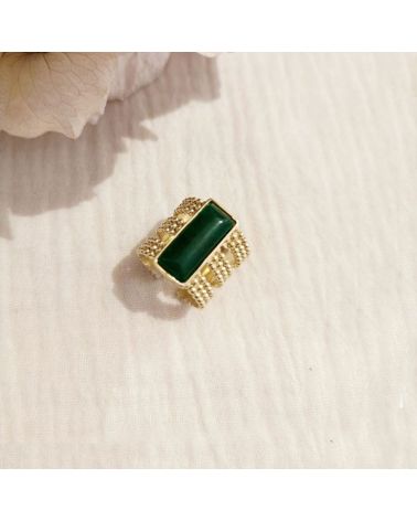 bague large agate verte