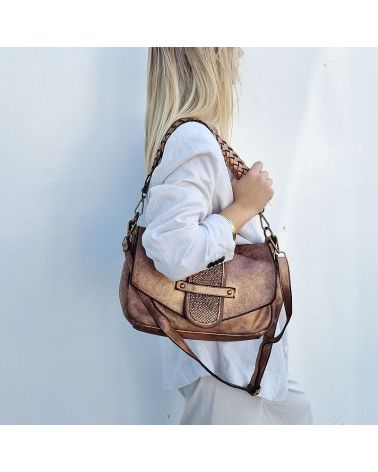 sac porté épaule cuir vintage cuivre