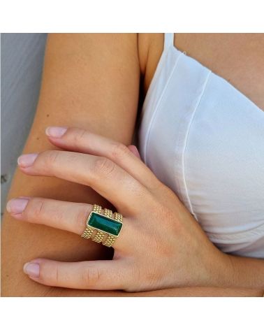 bague large agate verte