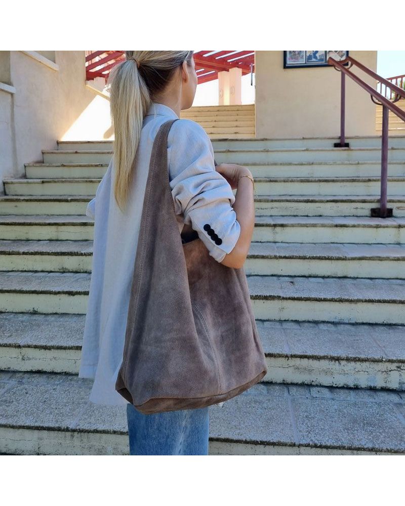 sac daim hobo taupe