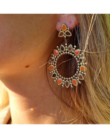 boucles d'oreilles tournesol émail