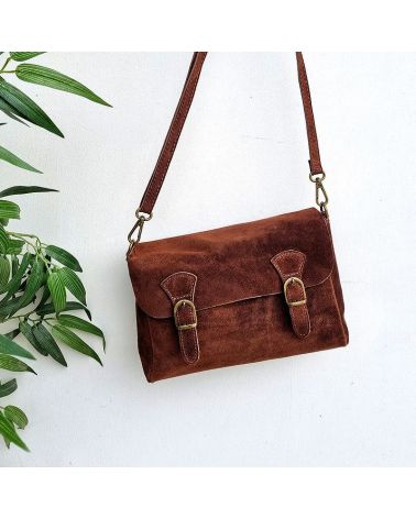 sac bandoulière forme messenger chocolat