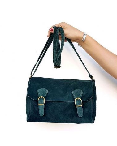 sac daim double boucle vert