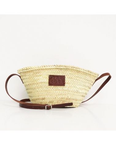 panier été anses cuir camel