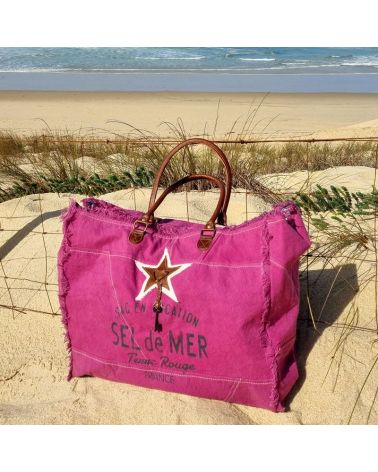 sac cabas de plage sel de mer fuschia