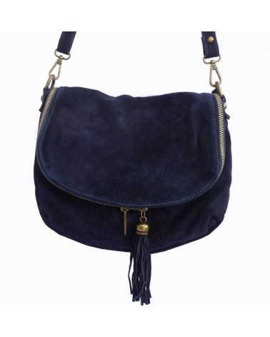 Sac besace marine en cuir pour femme