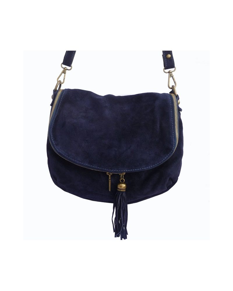 Sac besace marine en cuir pour femme