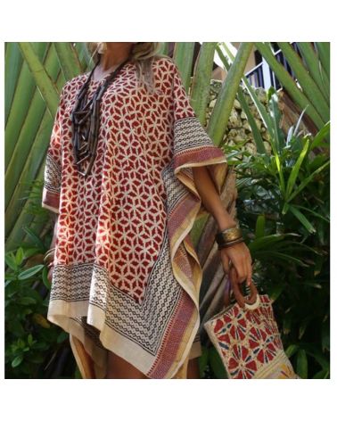 caftan de plage block print