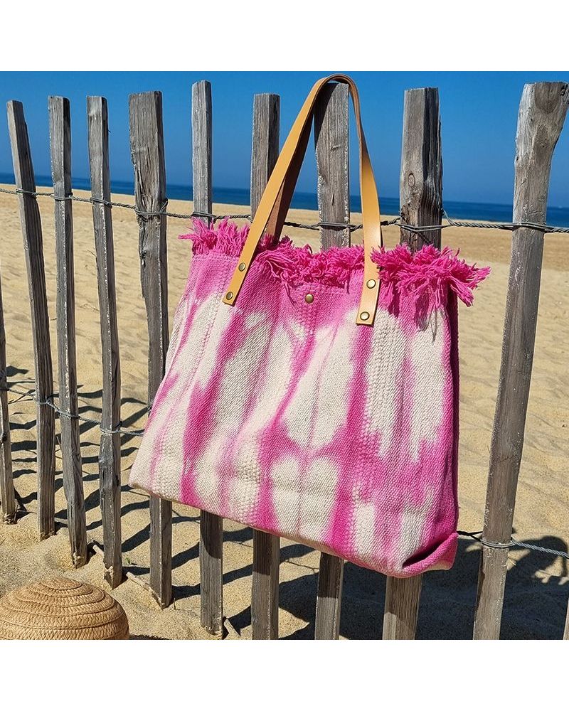 sac cabas coton tie and dye rose