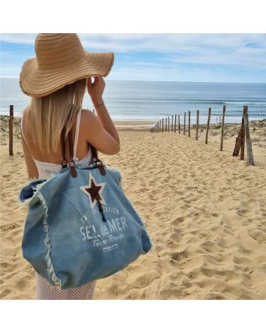 sac de plage toile denim xl