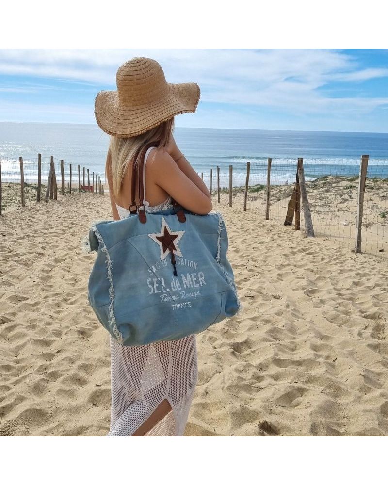 Sac de Plage Toile Denim - Sel de Mer - Zosha Collection