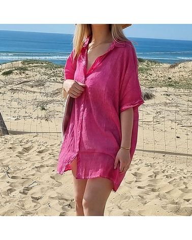 chemise de plage oversize fuchsia