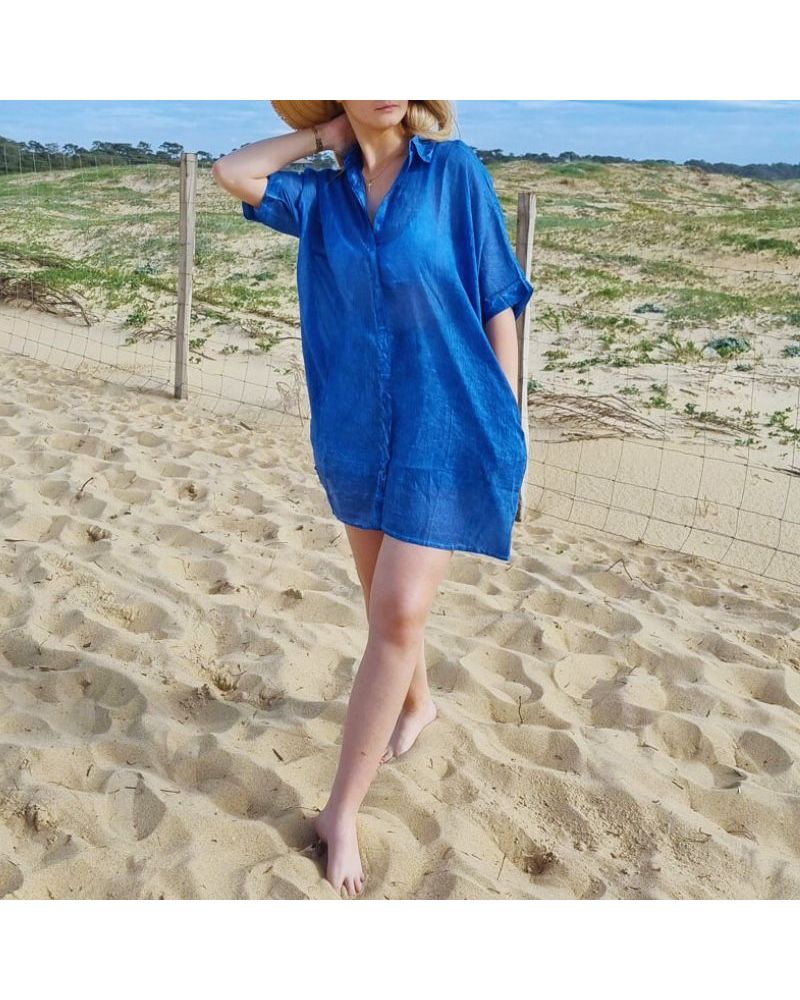 chemise de plage oversize bleu
