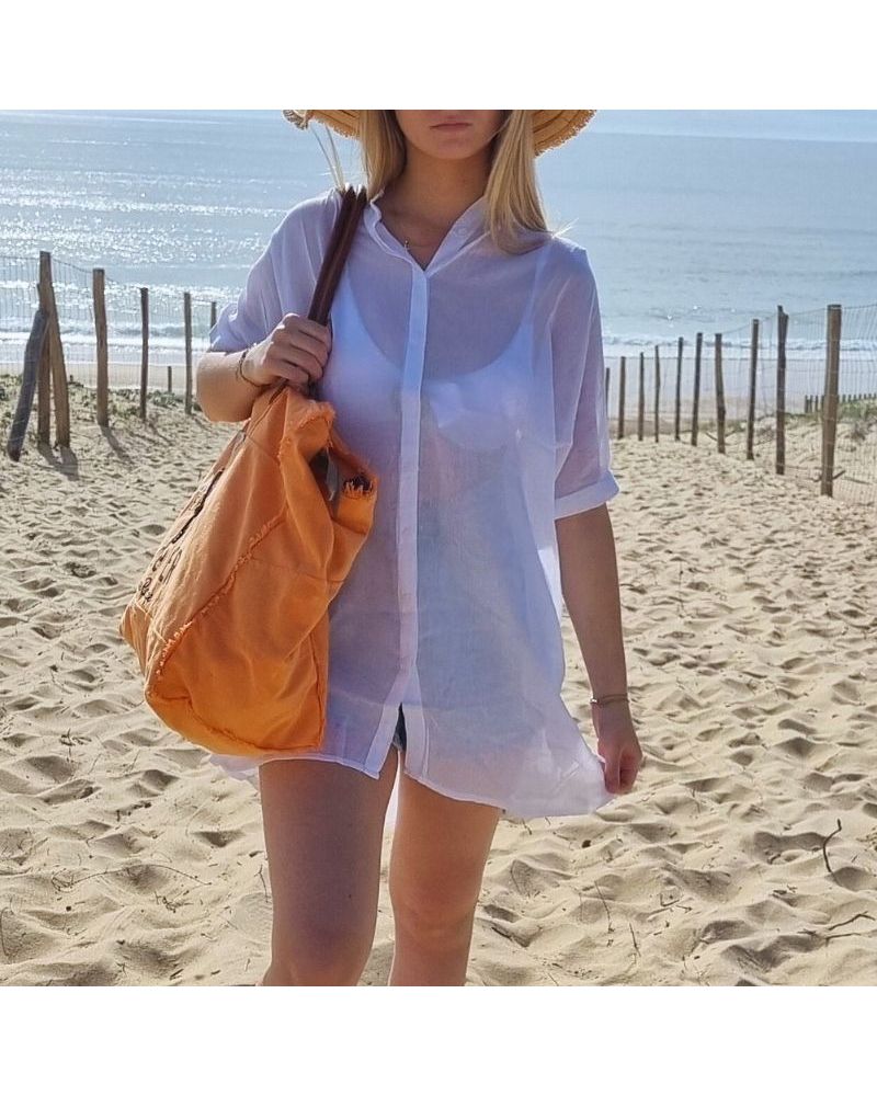 chemise de plage oversize blanc