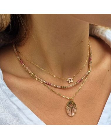 collier pendentif nacre rose