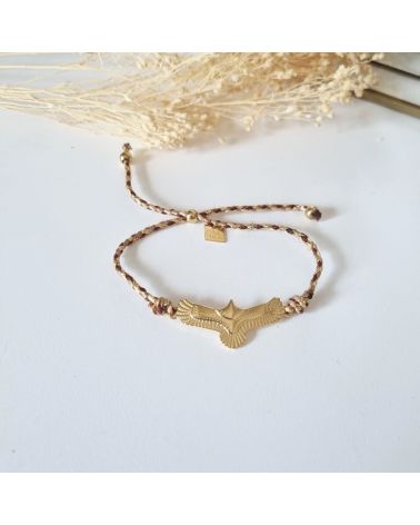 bracelet cordon marron aigle