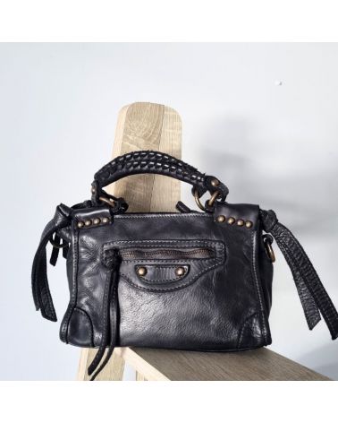 sac urban mini cuir vintage noir