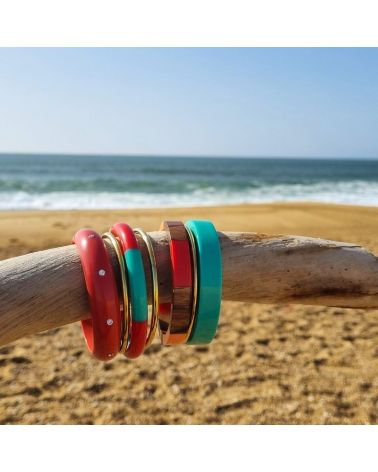 set 7 bracelets résine corail turquoise