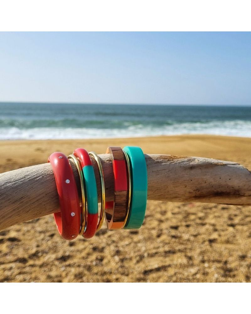 set 7 bracelets résine corail turquoise