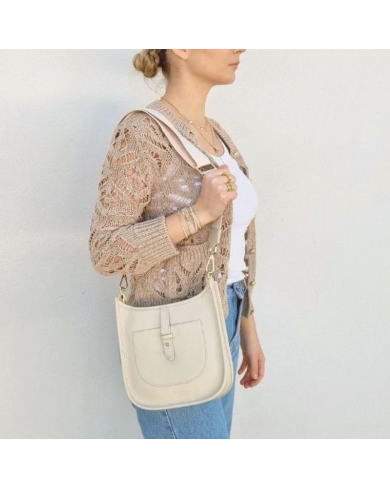 sac bandoulière cuir beige