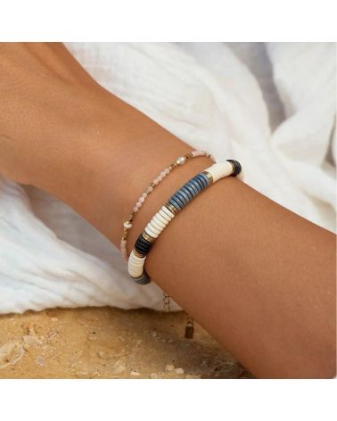 bracelet perles heishi noir/gris