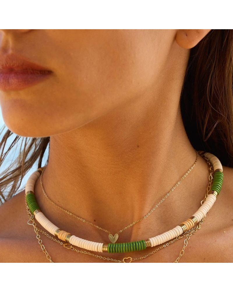 collier surf shera vert/beige