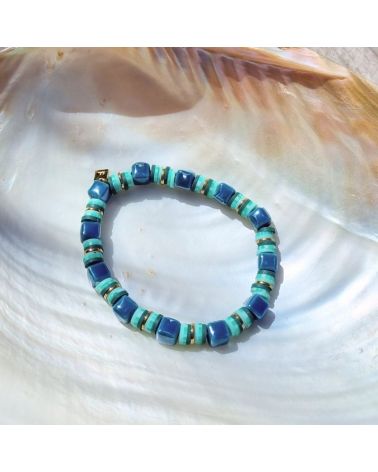 bracelet céramique bleu/vert