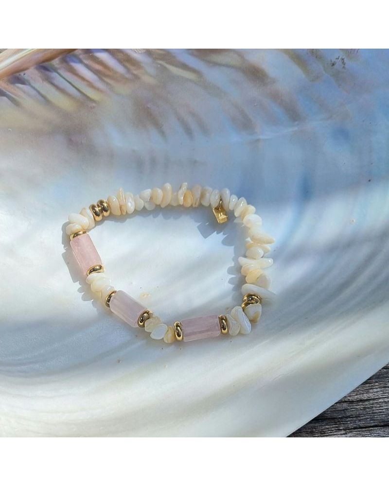 bracelet ambérine quartz rose