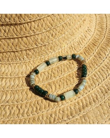 bracelet jaspe vert et turquoise africiane