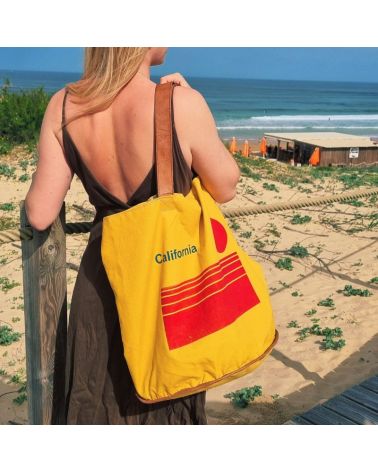 sac de plage jaune imprimé california