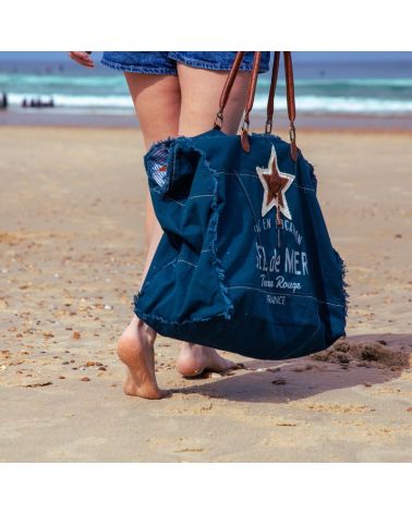 sac cabas de plage xl sel de mer bleu petrole