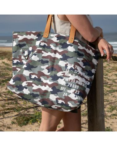 cabas de plage xxl toile camouflage