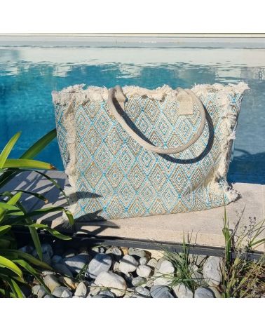 cabas d'été tissé turquoise piscine hossegor