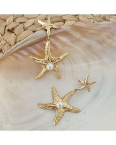 boucles d'oreilles tendance coquillage étoile de mer et nacre mile mila