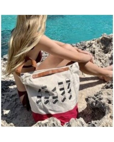 sac de plage ou piscine bicolore imprimé Sea Surf Salt Sand