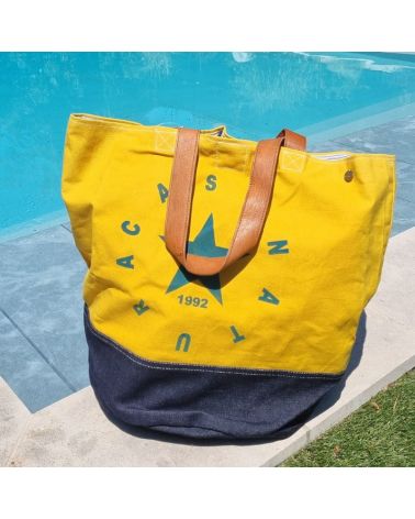 sac de plage toile neuve recyclée imprimé 1992 style vintage chic pour plage ou piscine