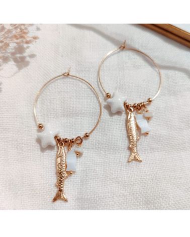 boucles d'oreilles créoles mer et coquillages mile mila