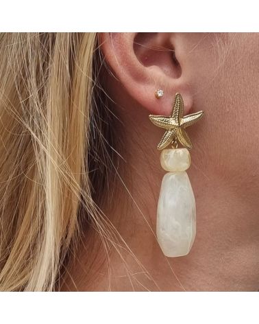 boucles d'oreilles étoile de mer & goutte résine